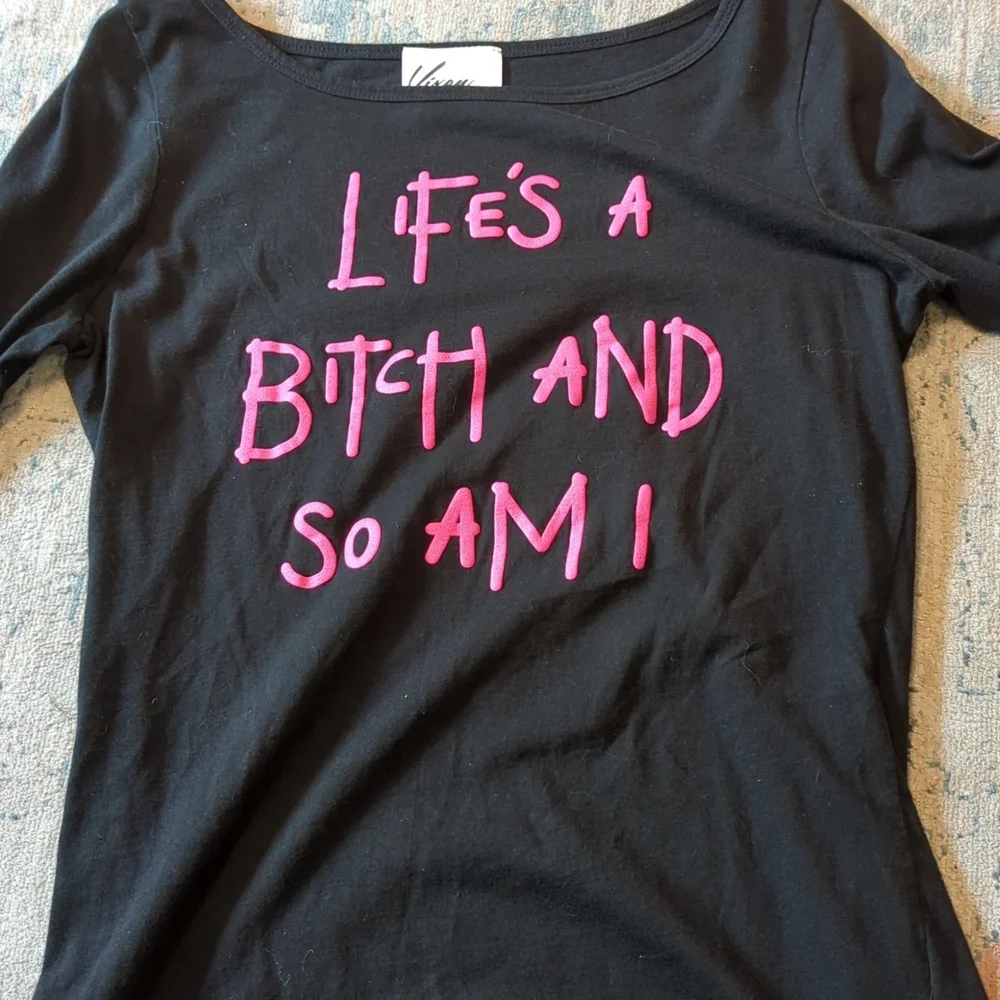 MISS KITTY LIFE'S A B!TCH RAGLAN T-SHIRT VIXEN BY MICHELINE PITT - Picture 2 of 3